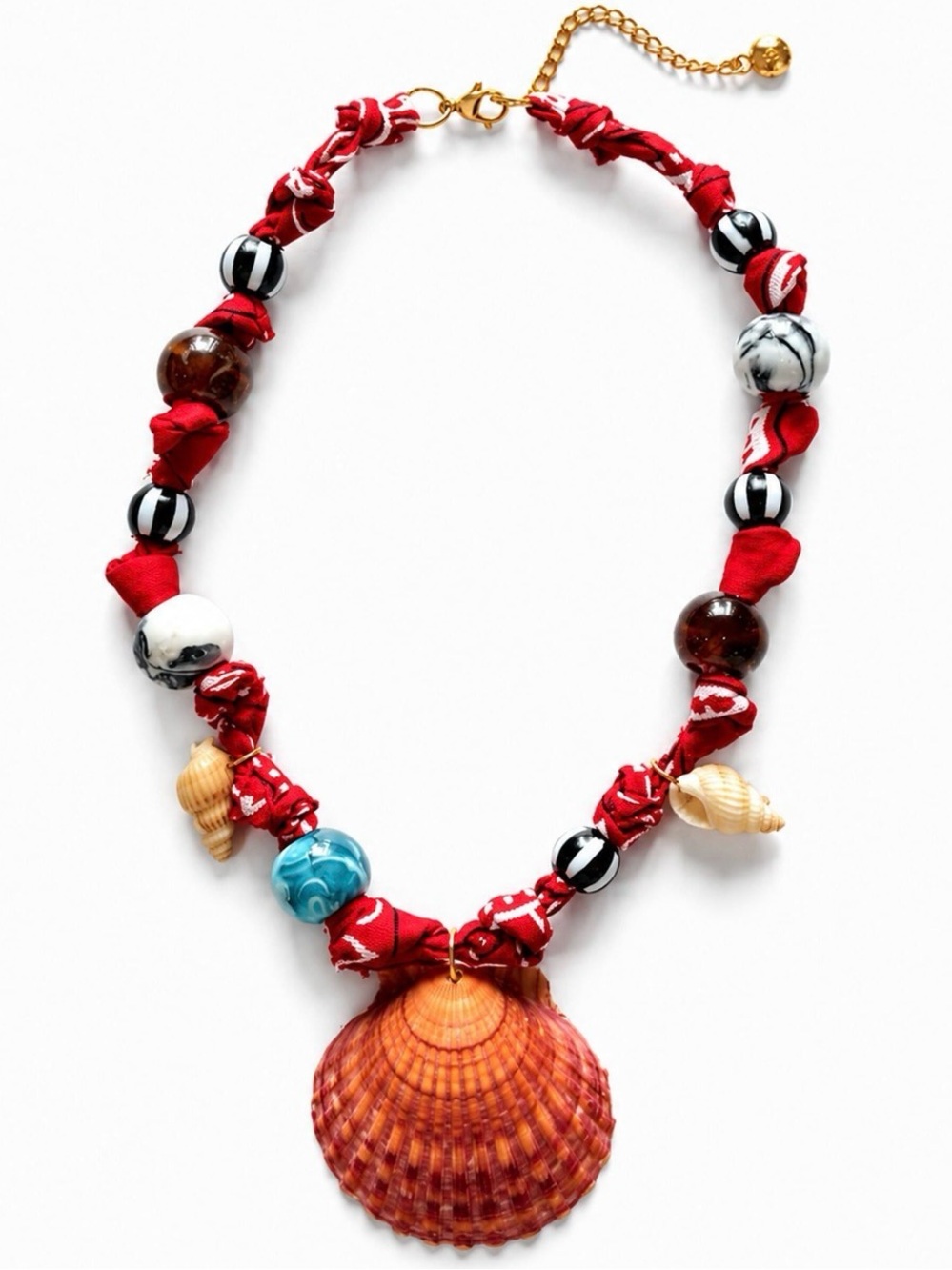 New mayamar Red Shell Pendant with natural stones and shell